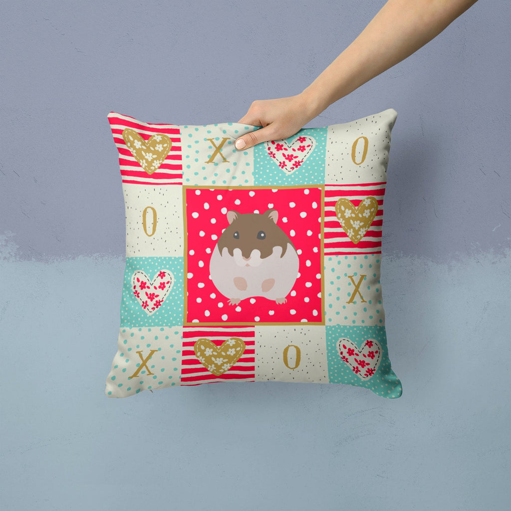 Dzungarian Hamster Love Decorative Throw Pillow 14x14 Indoor Outdoor Accent Cushion, Fabric Cover with Insert for Sofa, Bed, Porch & Living Room