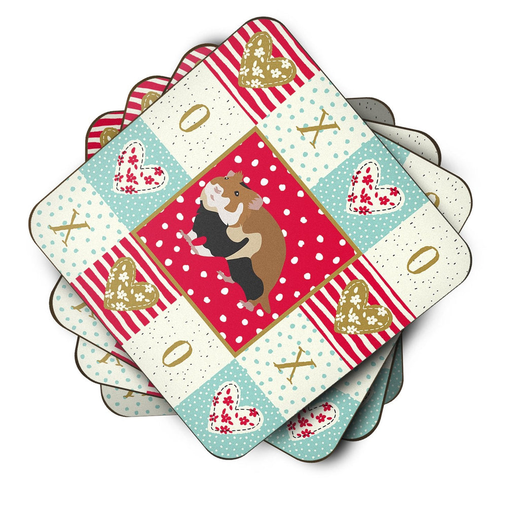 European Hamster Love Foam Coasters Set of 4 Cup Coasters for Indoor Outdoor, Tabletop Protection, Anti Slip, Mouse pad Material