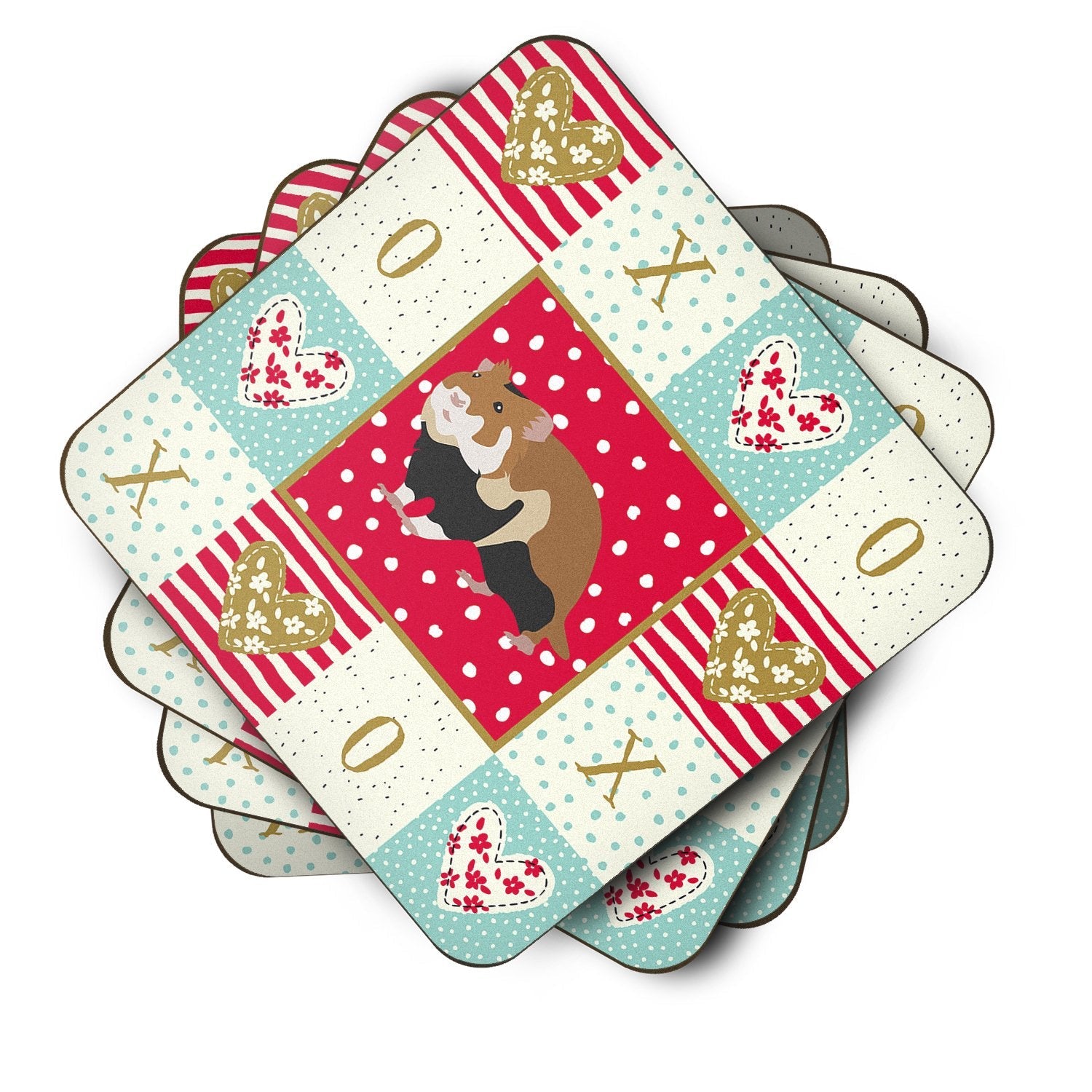 European Hamster Love Foam Coasters Set of 4 Cup Coasters for Indoor Outdoor, Tabletop Protection, Anti Slip, Mouse pad Material