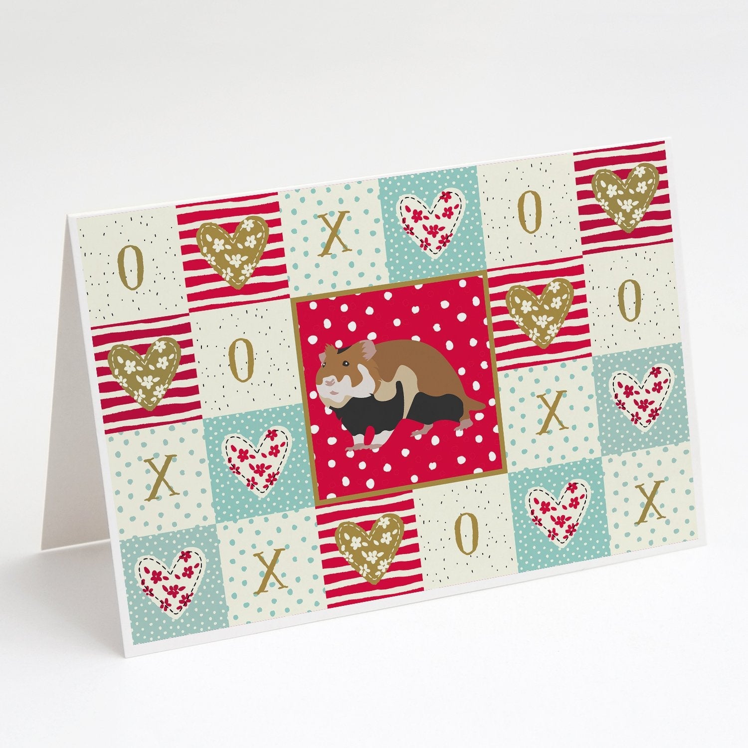 European Hamster Love Greeting Cards Pack of 8 Blank Cards with Envelopes Whimsical A7 Size 5x7