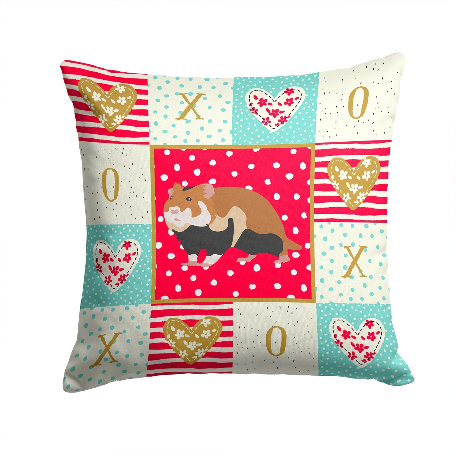 European Hamster Love Decorative Throw Pillow 14x14 Indoor Outdoor Accent Cushion, Fabric Cover with Insert for Sofa, Bed, Porch & Living Room