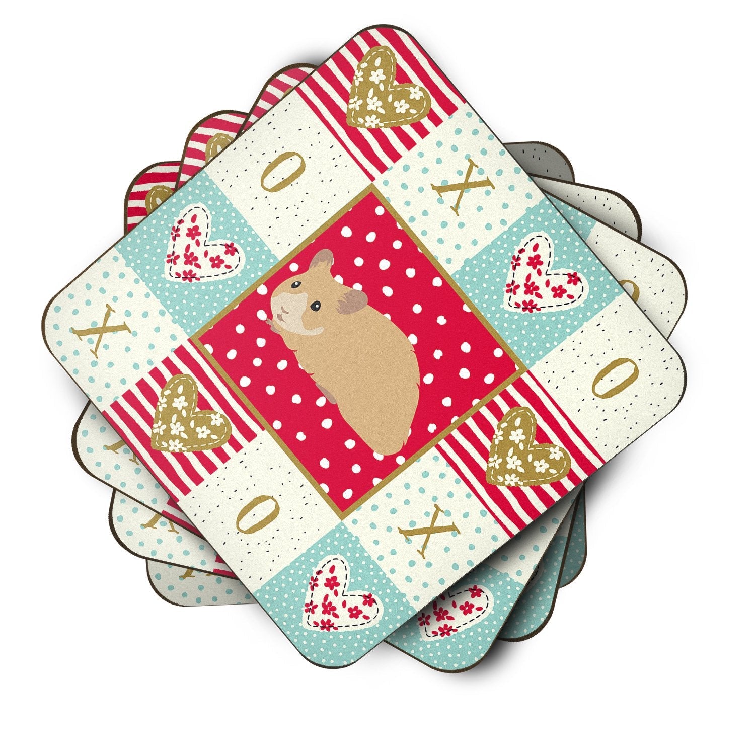 Syrian Golden Hamster Love Foam Coasters Set of 4 Cup Coasters for Indoor Outdoor, Tabletop Protection, Anti Slip, Mouse pad Material