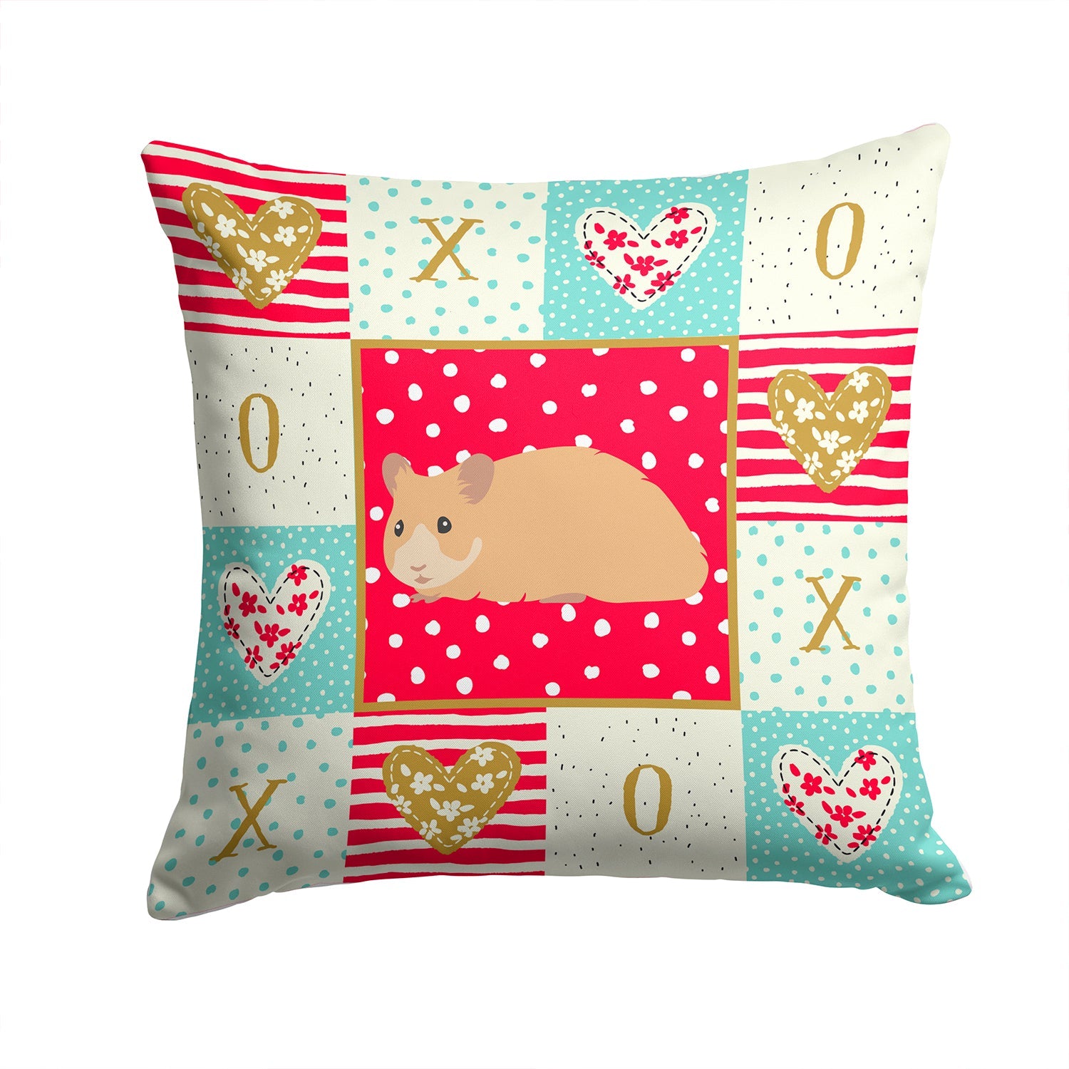 Syrian Golden Hamster Love Decorative Throw Pillow 14x14 Indoor Outdoor Accent Cushion, Fabric Cover with Insert for Sofa, Bed, Porch & Living Room