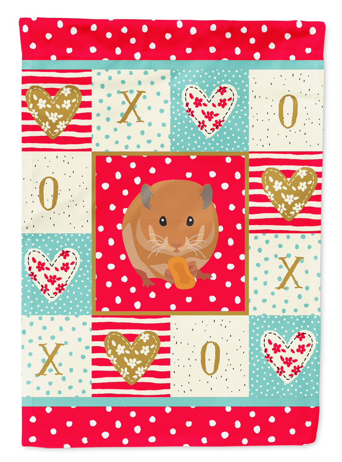 Teddy Bear Hamster Love House Flag 28x40 Porch Sleeve Pole Decorative Outside Yard Banner Artwork Wall Hanging, Polyester
