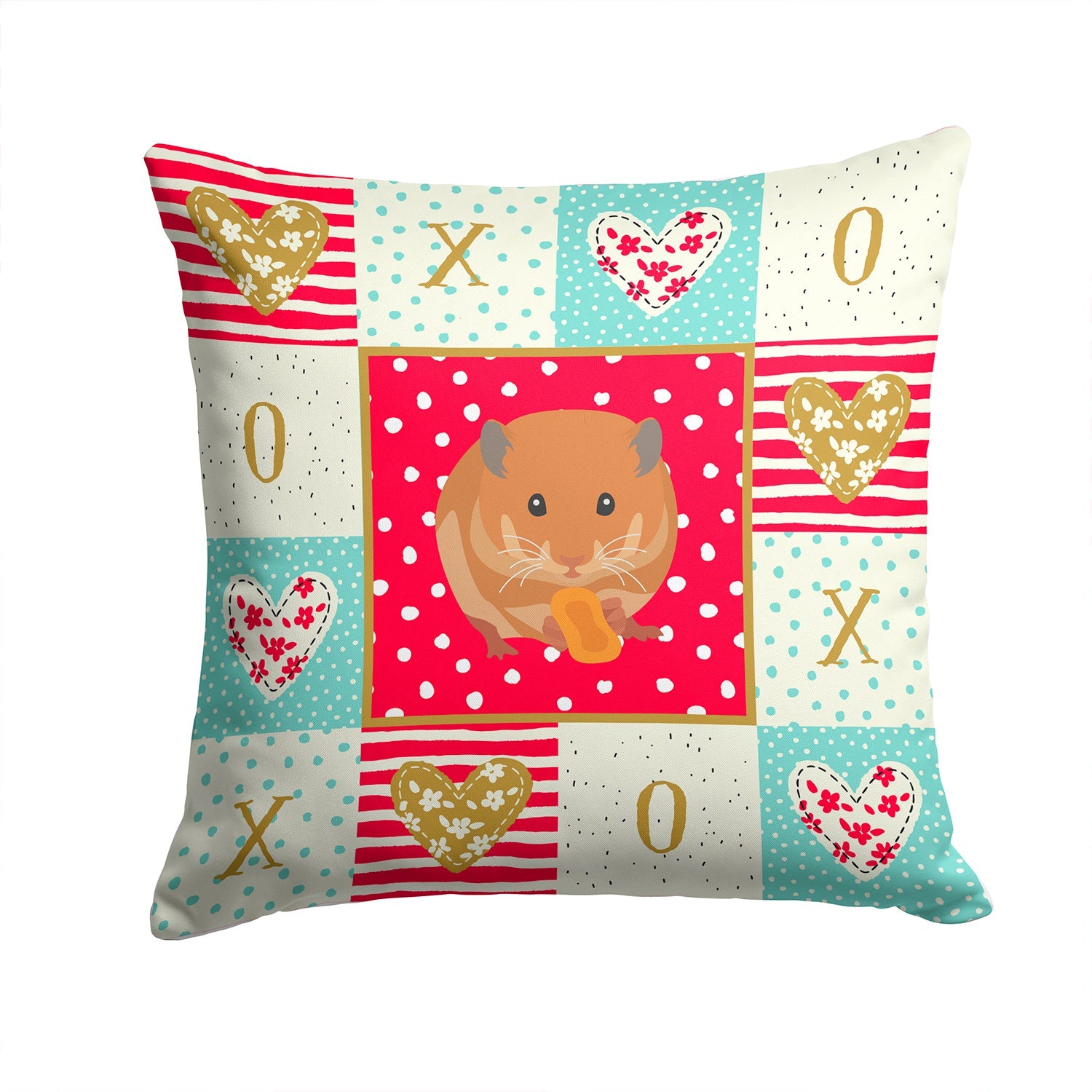 Teddy Bear Hamster Love Decorative Throw Pillow 14x14 Indoor Outdoor Accent Cushion, Fabric Cover with Insert for Sofa, Bed, Porch & Living Room