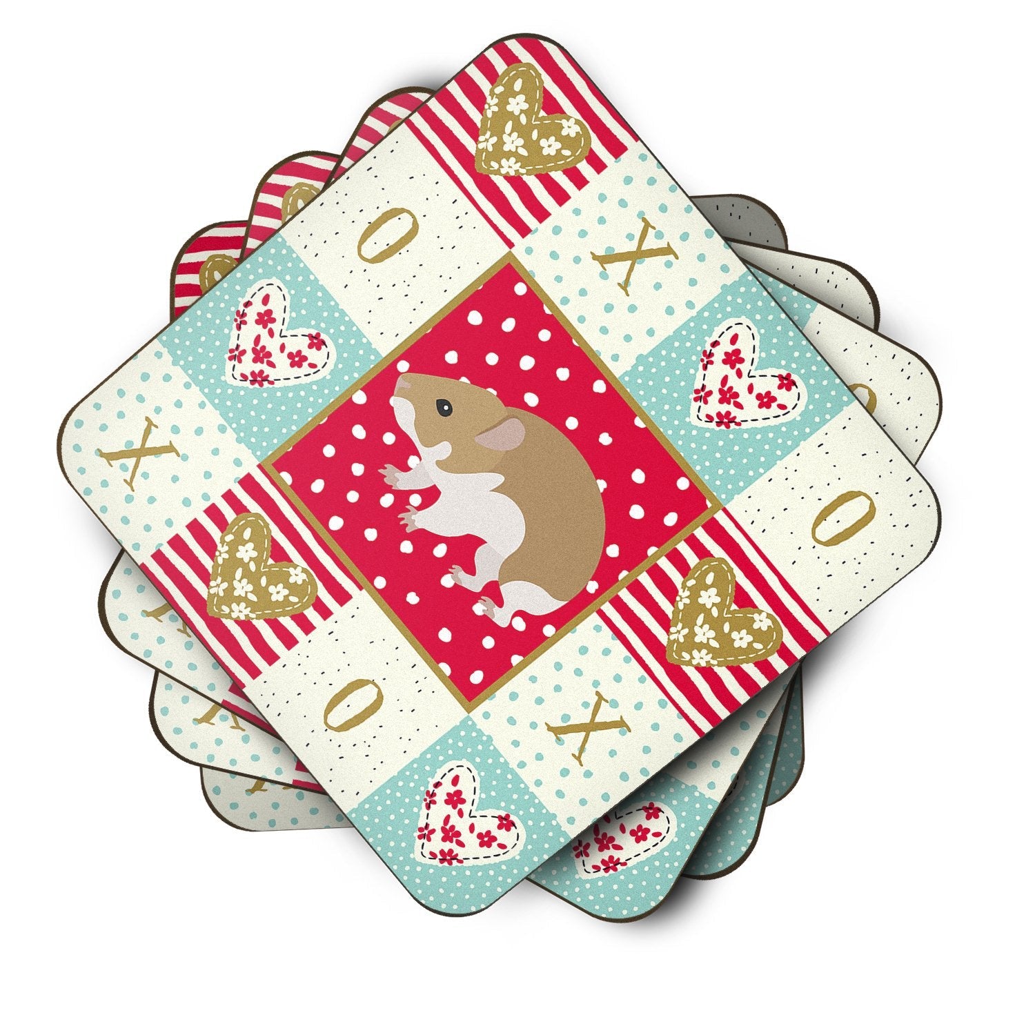 Turkish Hamster Love Foam Coasters Set of 4 Cup Coasters for Indoor Outdoor, Tabletop Protection, Anti Slip, Mouse pad Material