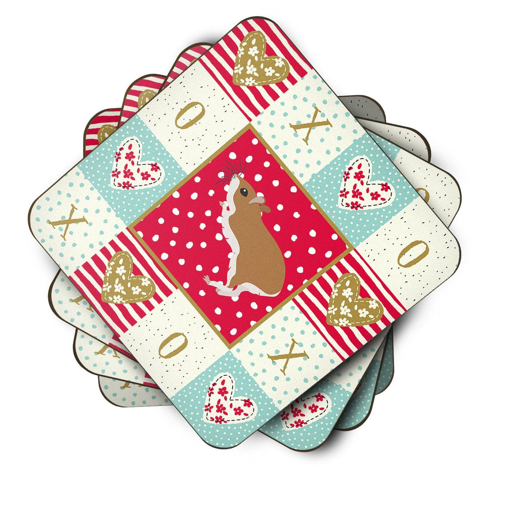 White Legged Hamster Love Foam Coasters Set of 4 Cup Coasters for Indoor Outdoor, Tabletop Protection, Anti Slip, Mouse pad Material