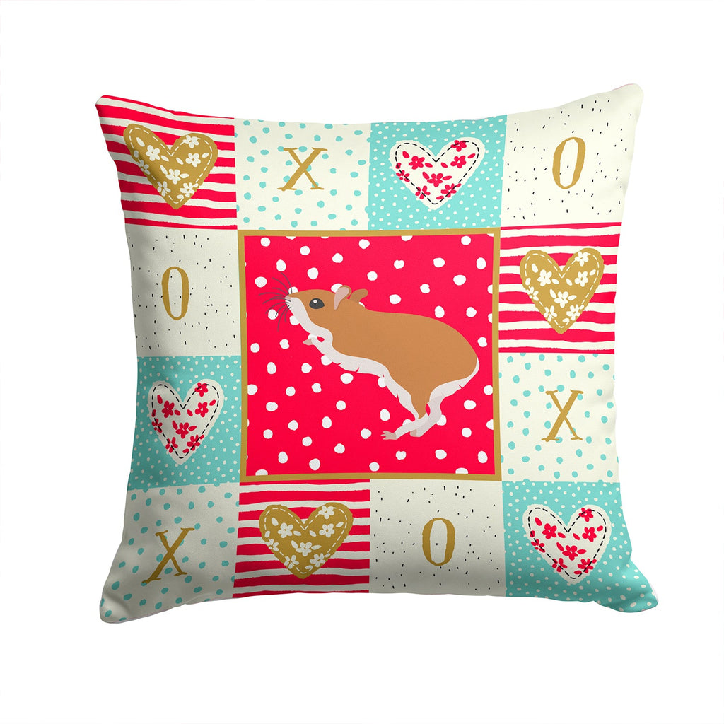 White Legged Hamster Love Decorative Throw Pillow 14x14 Indoor Outdoor Accent Cushion, Fabric Cover with Insert for Sofa, Bed, Porch & Living Room