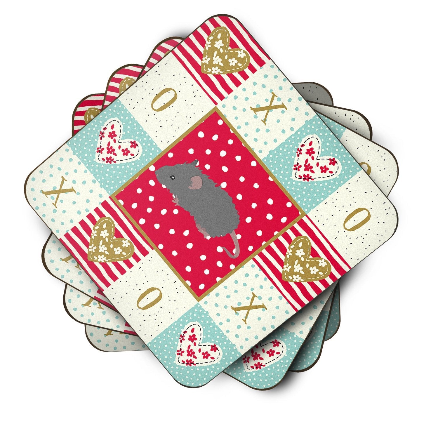 Australian Long Coated Mouse Love Foam Coasters Set of 4 Cup Coasters for Indoor Outdoor, Tabletop Protection, Anti Slip, Mouse pad Material