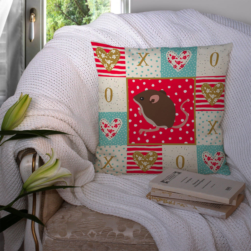 Baby Mouse Love Decorative Throw Pillow 14x14 Indoor Outdoor Accent Cushion, Fabric Cover with Insert for Sofa, Bed, Porch & Living Room