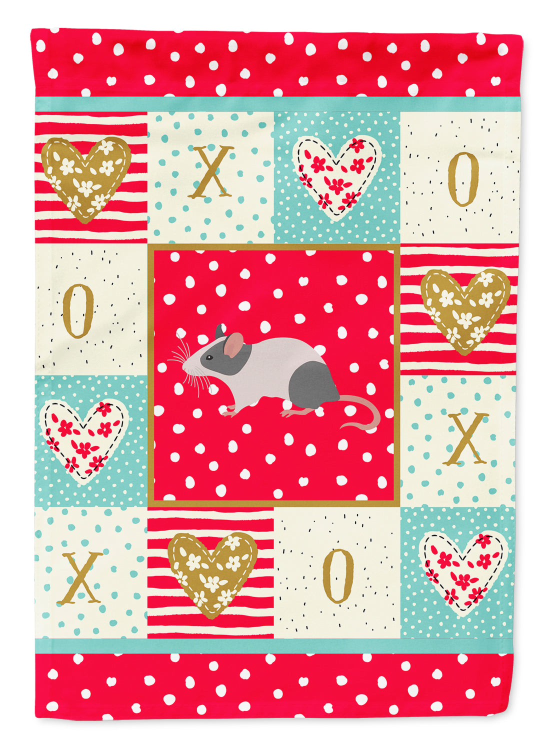 Japanese Mouse Love House Flag 28x40 Porch Sleeve Pole Decorative Outside Yard Banner Artwork Wall Hanging, Polyester
