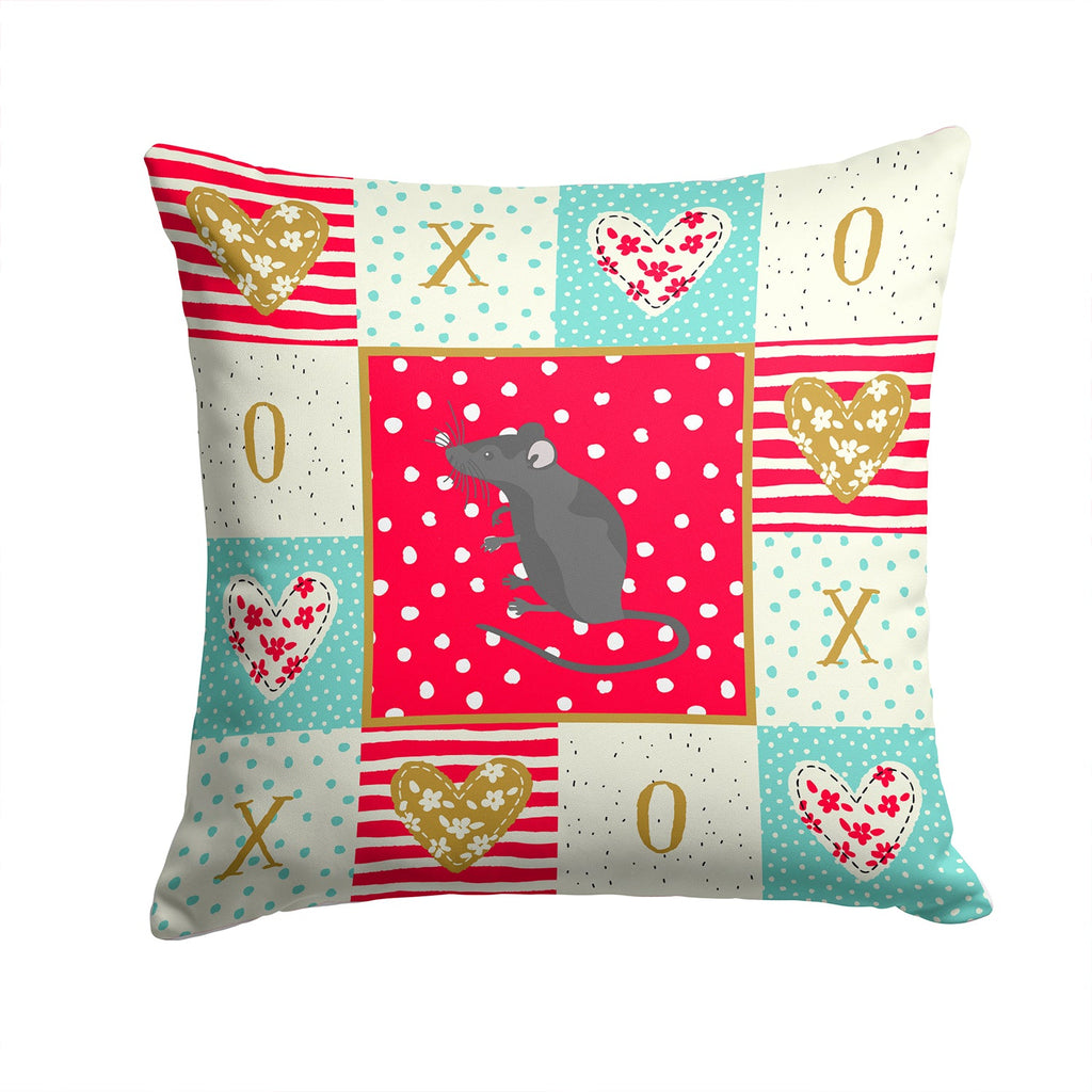 Satin Mouse Love Decorative Throw Pillow 14x14 Indoor Outdoor Accent Cushion, Fabric Cover with Insert for Sofa, Bed, Porch & Living Room