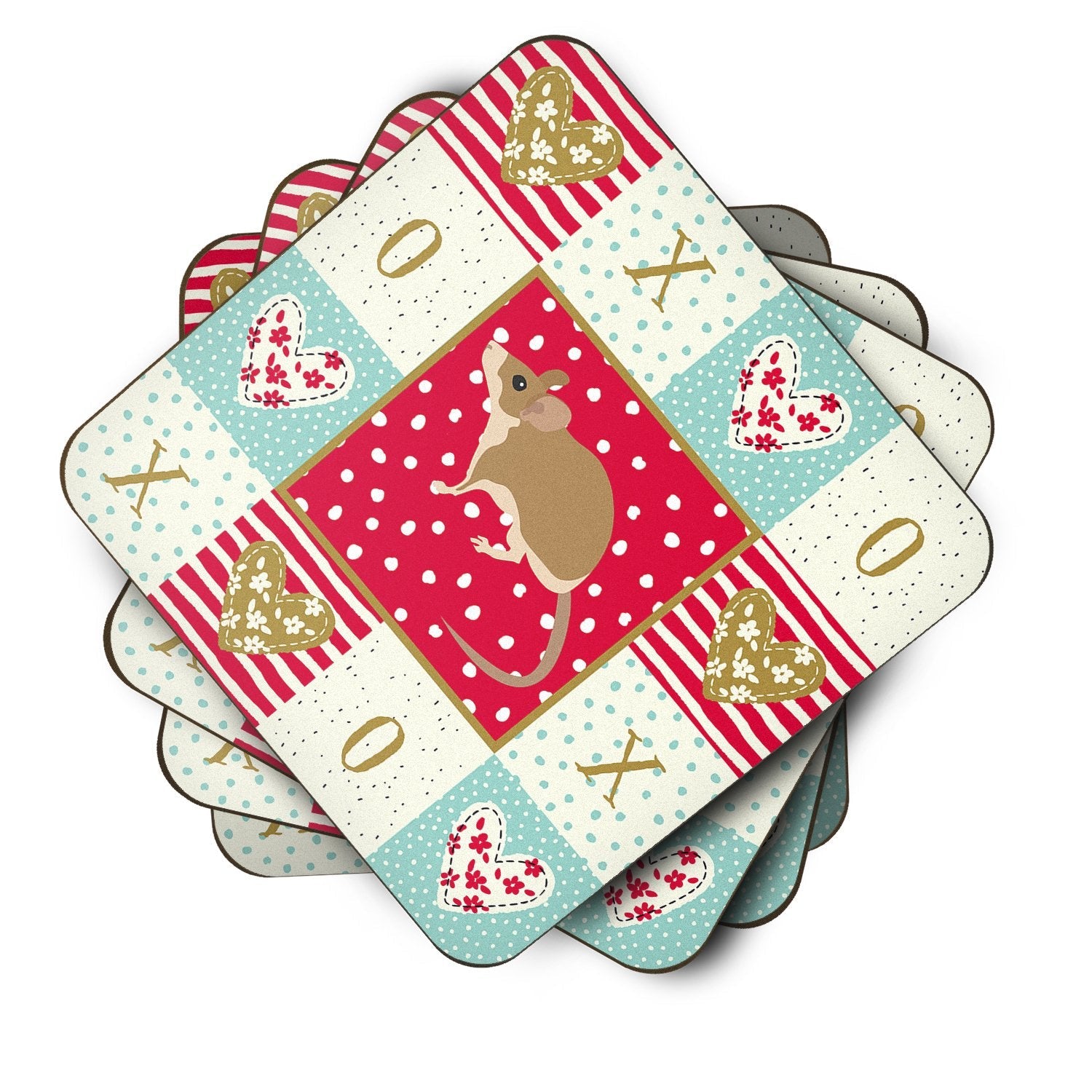 Spiny Mouse Love Foam Coasters Set of 4 Cup Coasters for Indoor Outdoor, Tabletop Protection, Anti Slip, Mouse pad Material