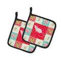 White Domestic Mouse Love Pot Holder Set of 2 Heat Resistant Quilted Hot Pads 7.5 x 7.5 Inch, Insulated Kitchen Trivets for Cooking & Baking
