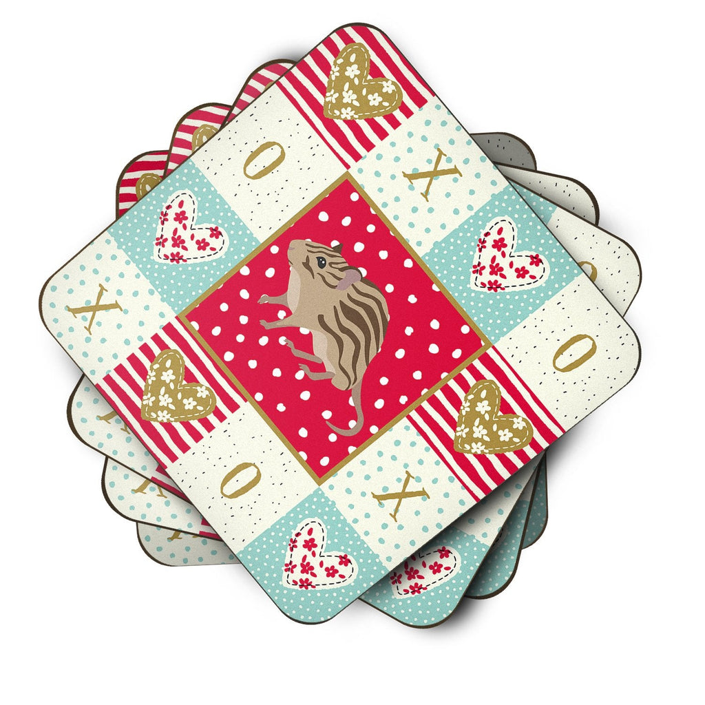 Zebra Mouse Love Foam Coasters Set of 4 Cup Coasters for Indoor Outdoor, Tabletop Protection, Anti Slip, Mouse pad Material