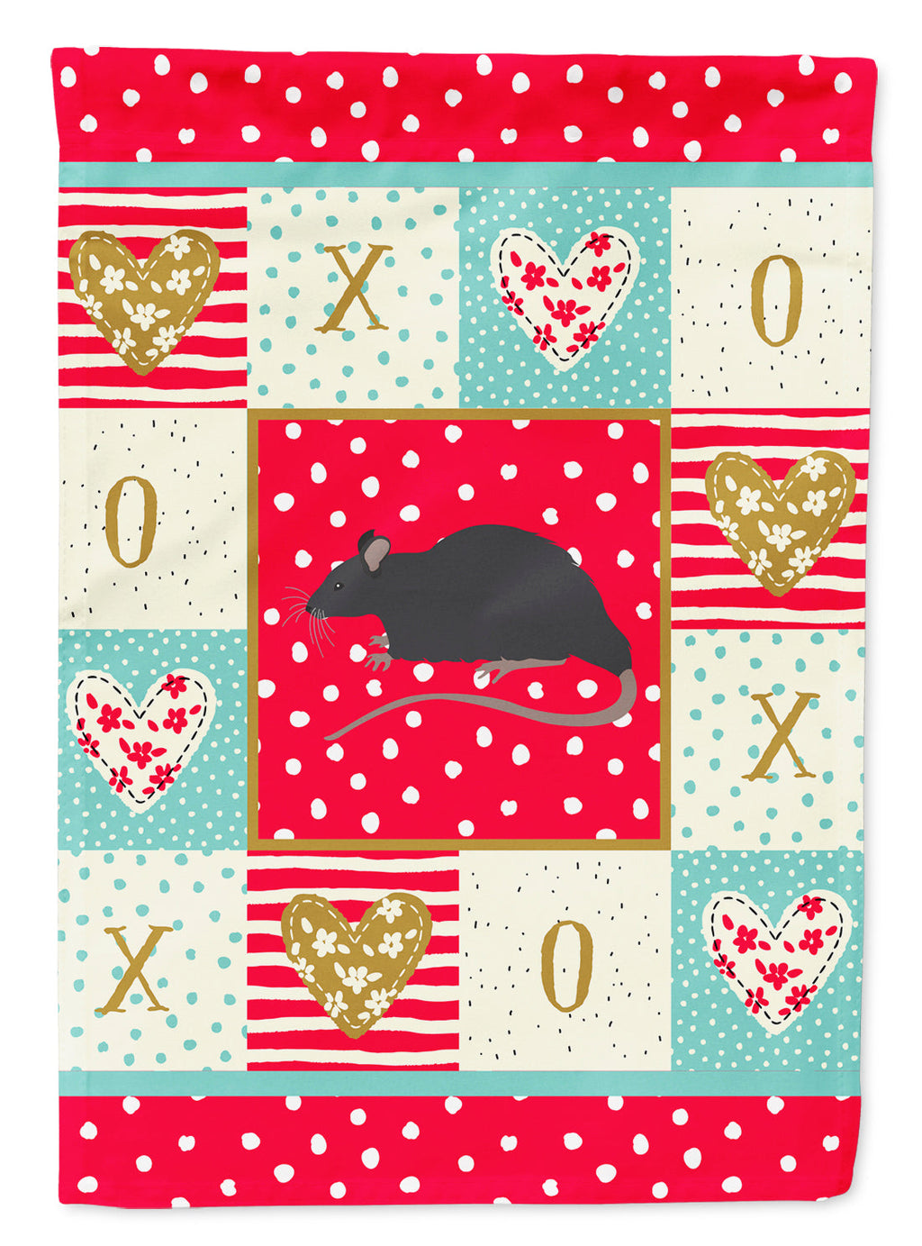 Black Rat Love House Flag 28x40 Porch Sleeve Pole Decorative Outside Yard Banner Artwork Wall Hanging, Polyester