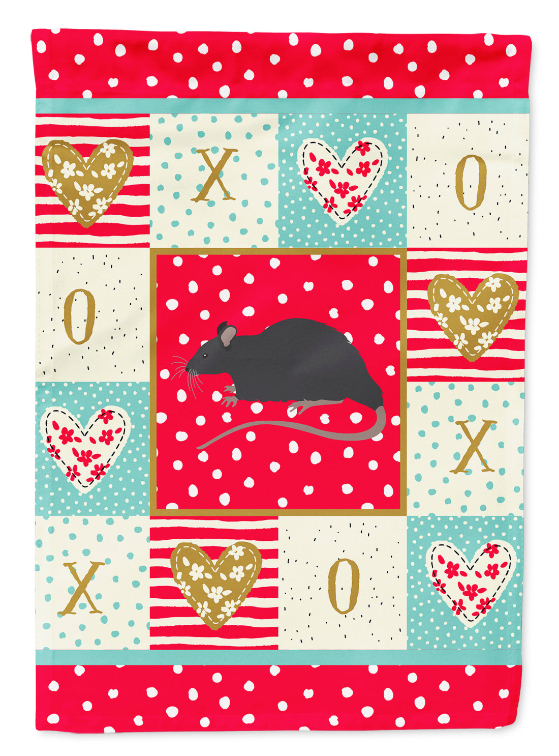 Black Rat Love House Flag 28x40 Porch Sleeve Pole Decorative Outside Yard Banner Artwork Wall Hanging, Polyester