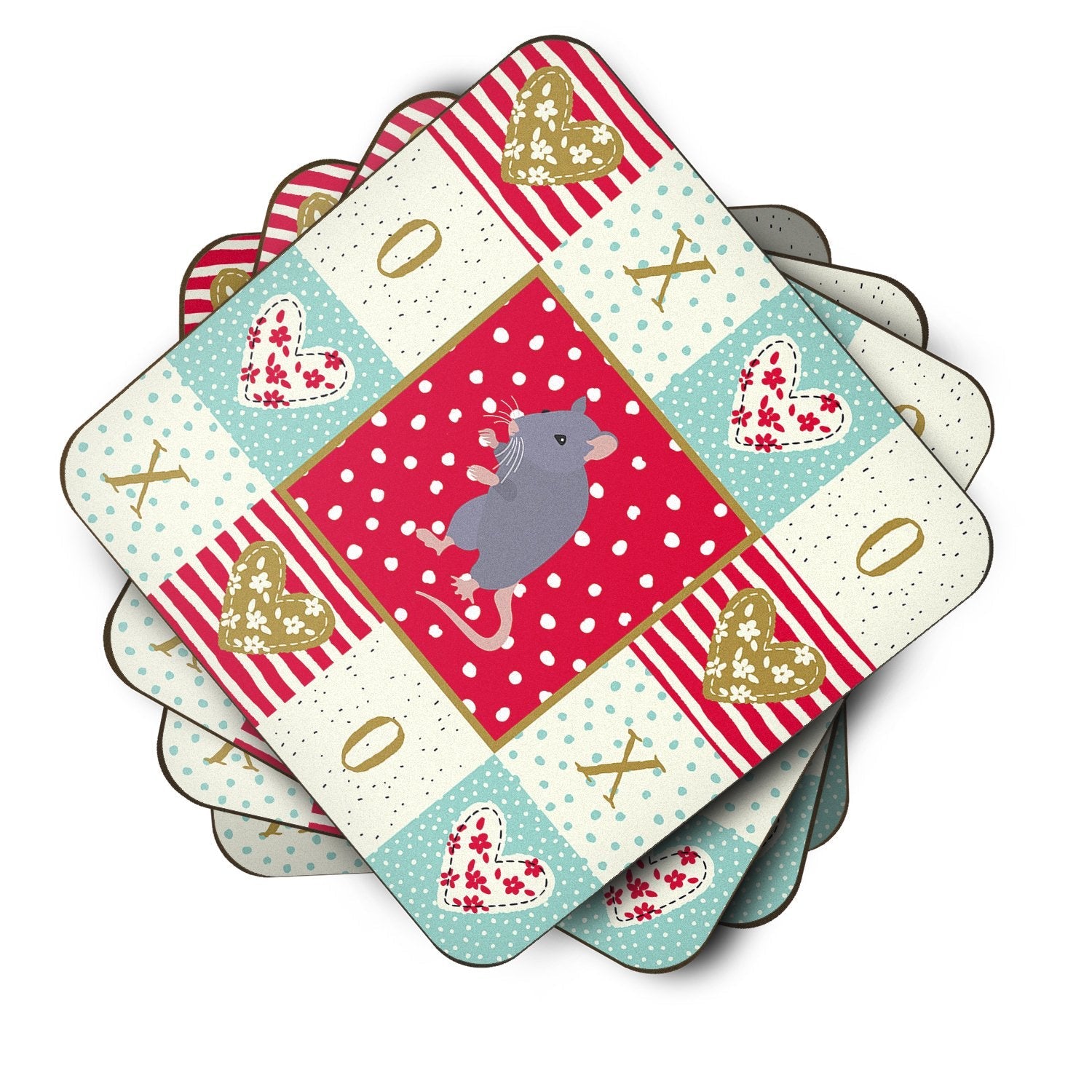 Blue Rat Love Foam Coasters Set of 4 Cup Coasters for Indoor Outdoor, Tabletop Protection, Anti Slip, Mouse pad Material