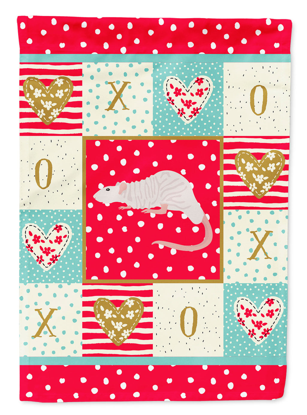 Dumbo Sphynx Rat Love House Flag 28x40 Porch Sleeve Pole Decorative Outside Yard Banner Artwork Wall Hanging, Polyester