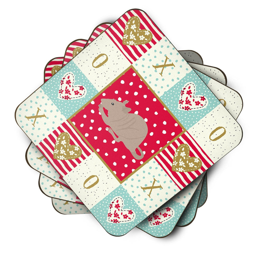 Fuzz Rat Love Foam Coasters Set of 4 Cup Coasters for Indoor Outdoor, Tabletop Protection, Anti Slip, Mouse pad Material