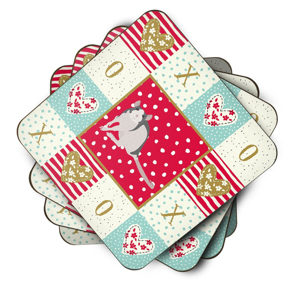 Husky Rat Love Foam Coasters Set of 4 Cup Coasters for Indoor Outdoor, Tabletop Protection, Anti Slip, Mouse pad Material