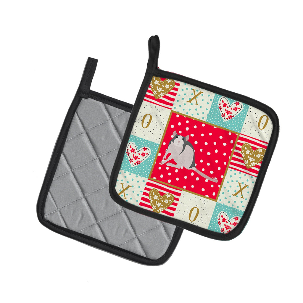 Husky Rat Love Pot Holder Set of 2 Heat Resistant Quilted Hot Pads 7.5 x 7.5 Inch, Insulated Kitchen Trivets for Cooking & Baking