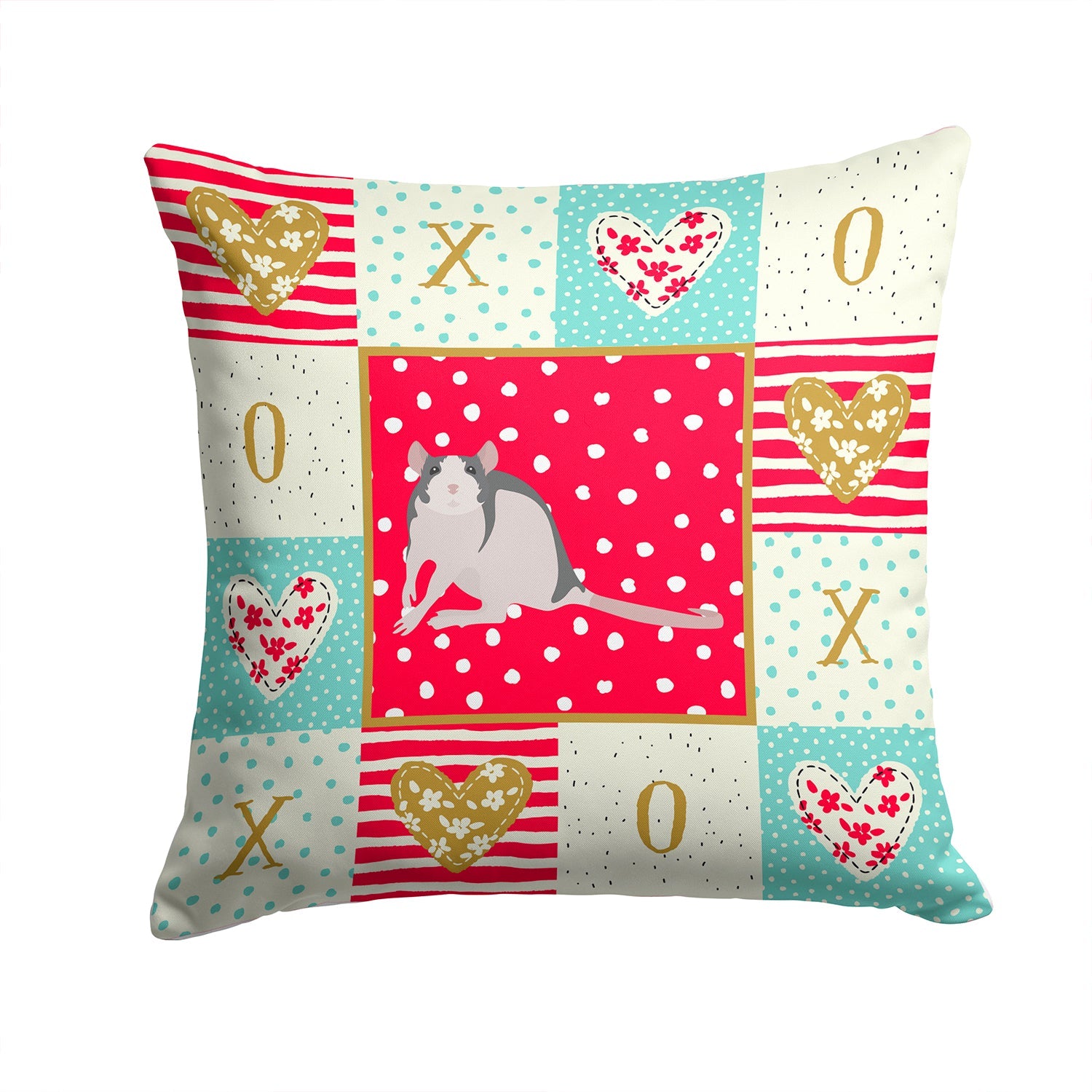 Husky Rat Love Decorative Throw Pillow 14x14 Indoor Outdoor Accent Cushion, Fabric Cover with Insert for Sofa, Bed, Porch & Living Room
