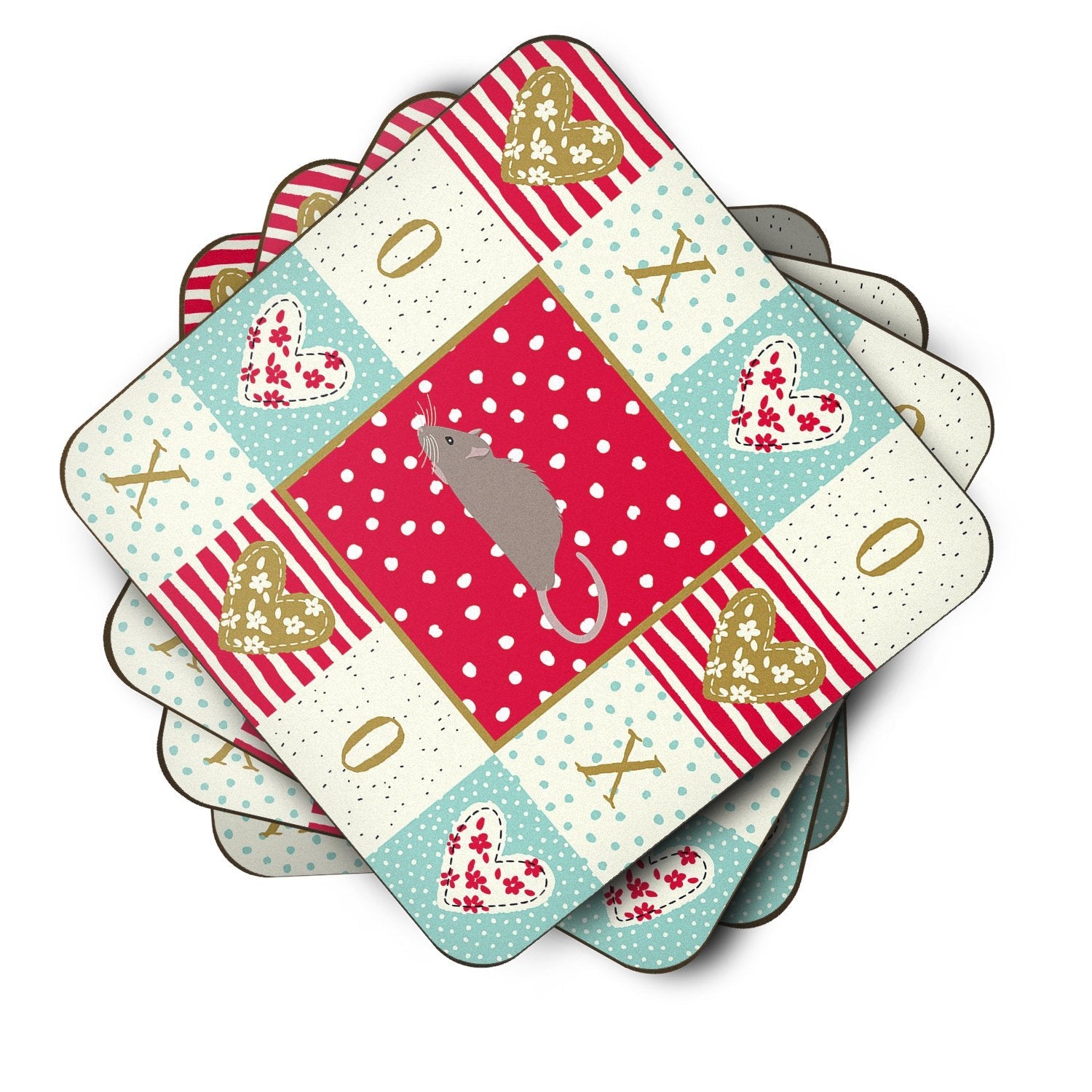 Satin Rat Love Foam Coasters Set of 4 Cup Coasters for Indoor Outdoor, Tabletop Protection, Anti Slip, Mouse pad Material