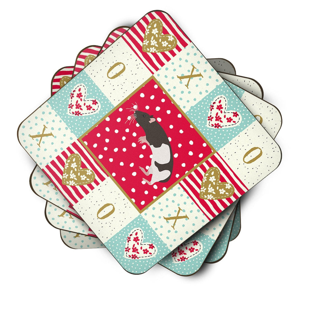 Tailless Rat Love Foam Coasters Set of 4 Cup Coasters for Indoor Outdoor, Tabletop Protection, Anti Slip, Mouse pad Material