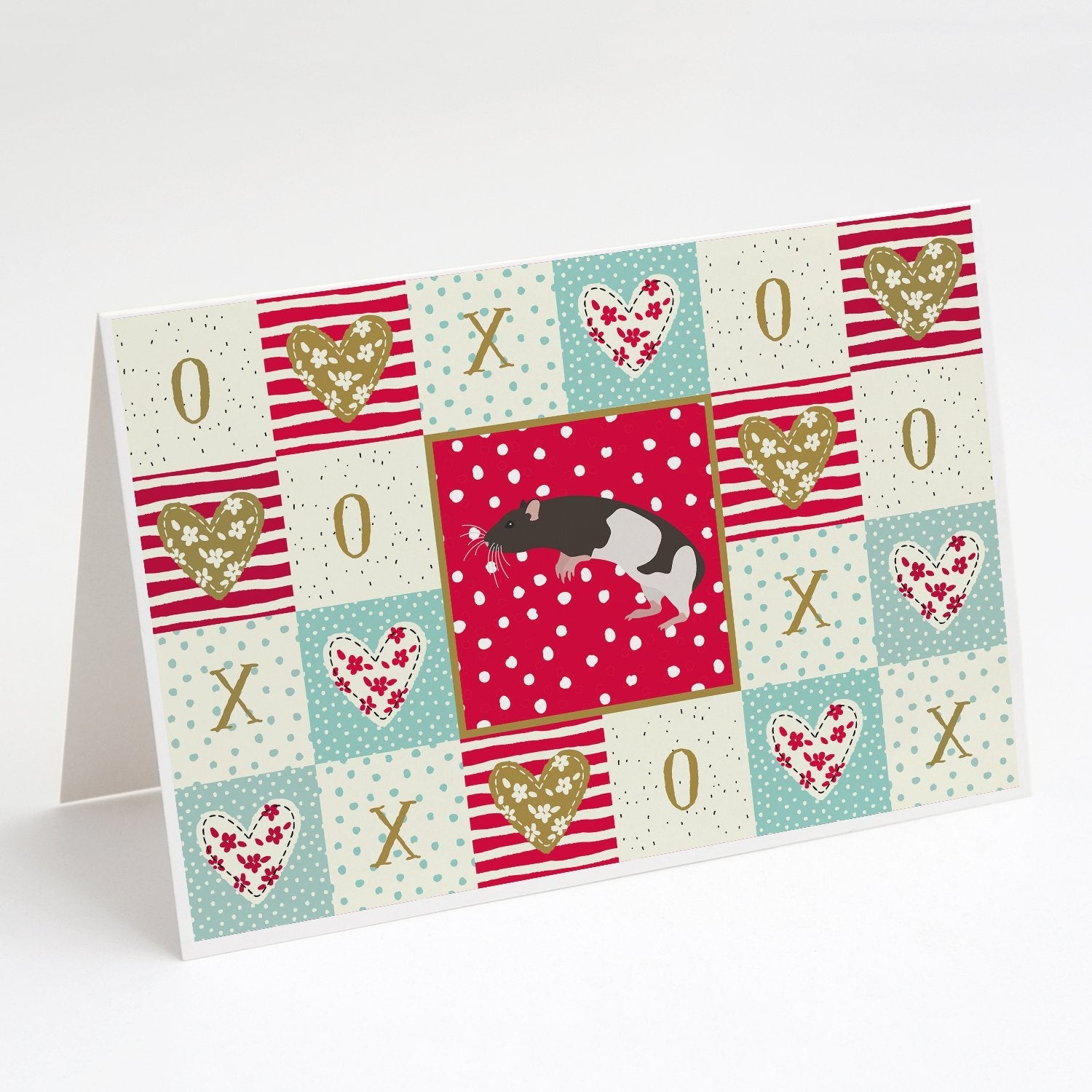 Tailless Rat Love Greeting Cards Pack of 8 Blank Cards with Envelopes Whimsical A7 Size 5x7