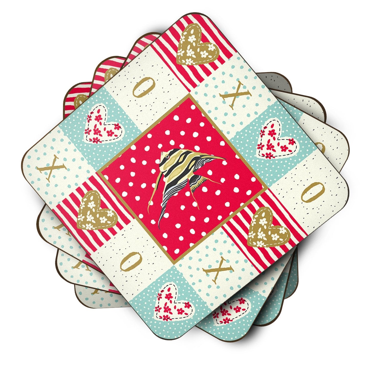 Angelfish Love Foam Coasters Set of 4 Cup Coasters for Indoor Outdoor, Tabletop Protection, Anti Slip, Mouse pad Material