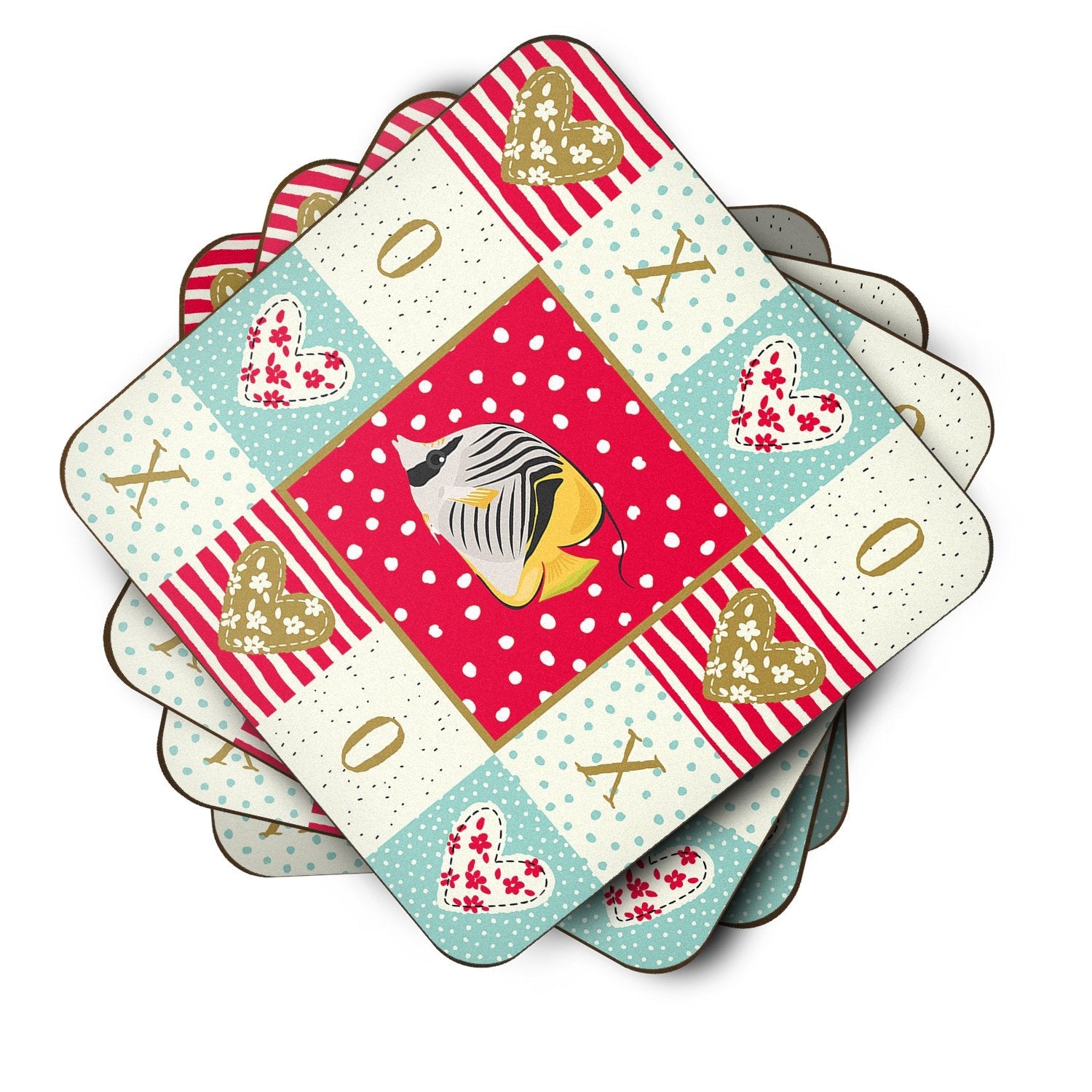 Butterfly Fish Love Foam Coasters Set of 4 Cup Coasters for Indoor Outdoor, Tabletop Protection, Anti Slip, Mouse pad Material