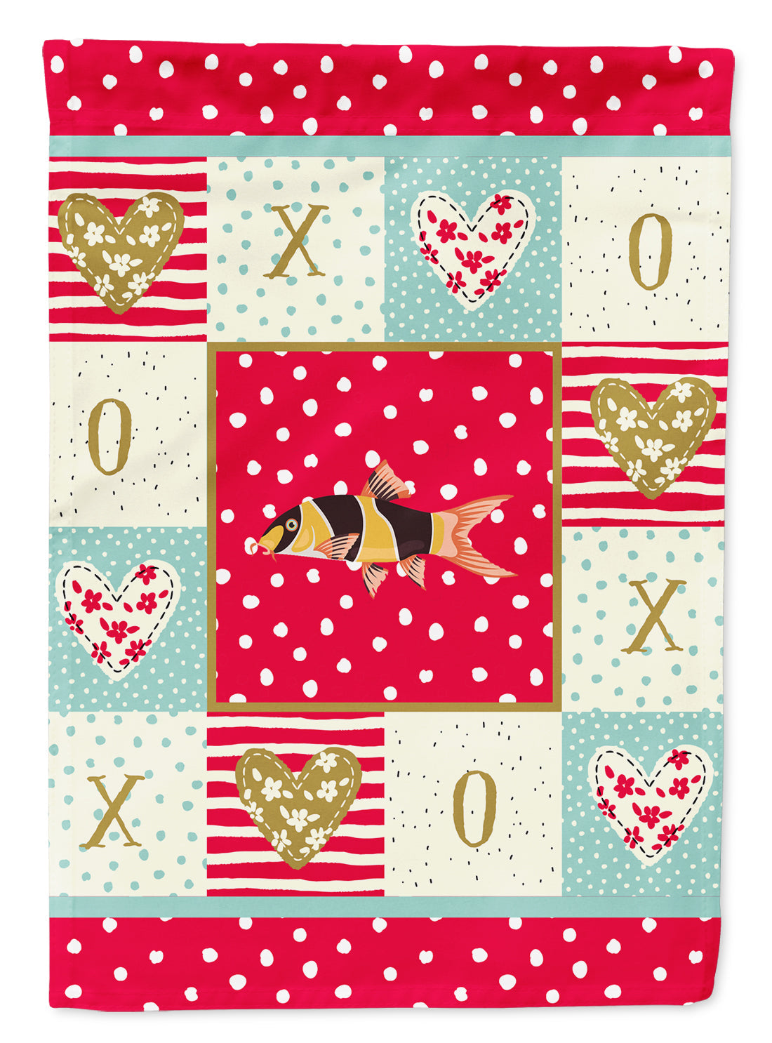 Clown Loach Fish Love House Flag 28x40 Porch Sleeve Pole Decorative Outside Yard Banner Artwork Wall Hanging, Polyester