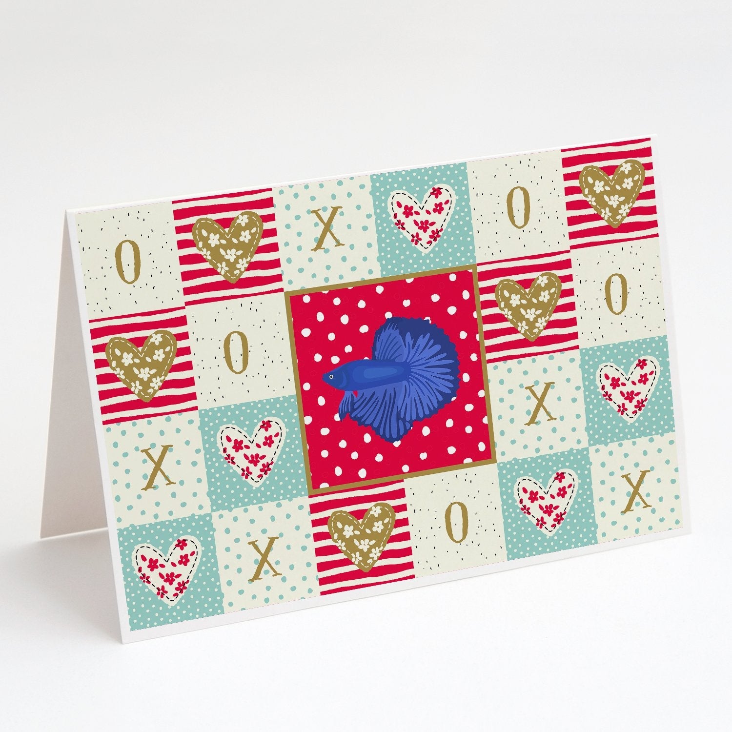 Delta Tail Betta Fish Love Greeting Cards Pack of 8 Blank Cards with Envelopes Whimsical A7 Size 5x7