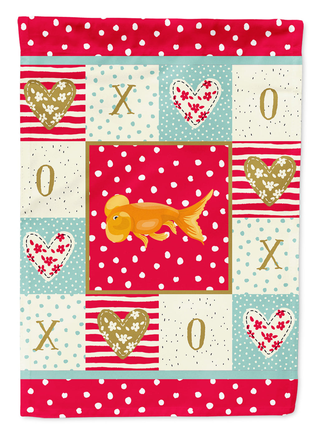 Bubble Eyed Goldfish Love House Flag 28x40 Porch Sleeve Pole Decorative Outside Yard Banner Artwork Wall Hanging, Polyester