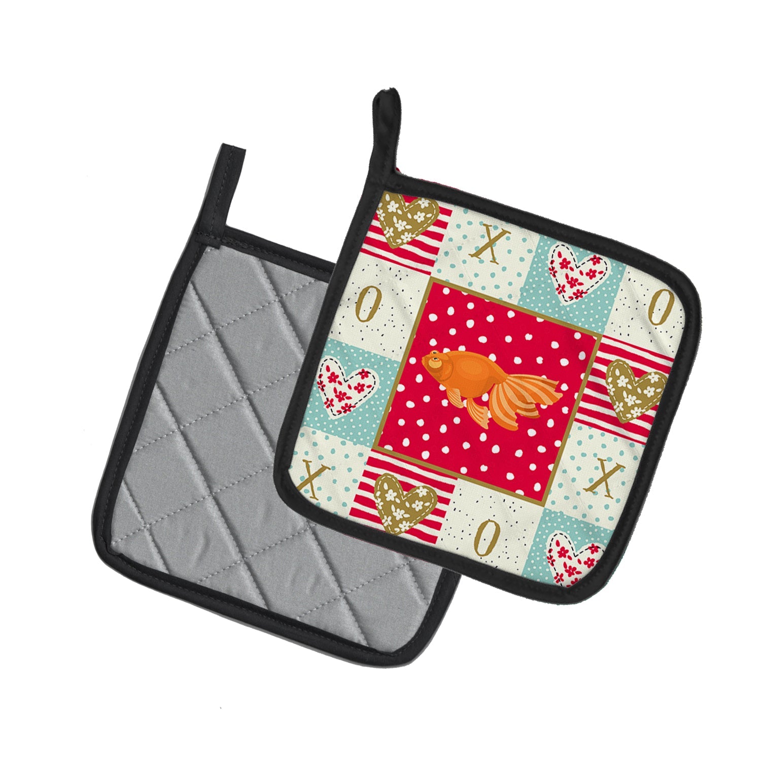 Celestial Eye Goldfish Love Pot Holder Set of 2 Heat Resistant Quilted Hot Pads 7.5 x 7.5 Inch, Insulated Kitchen Trivets for Cooking & Baking