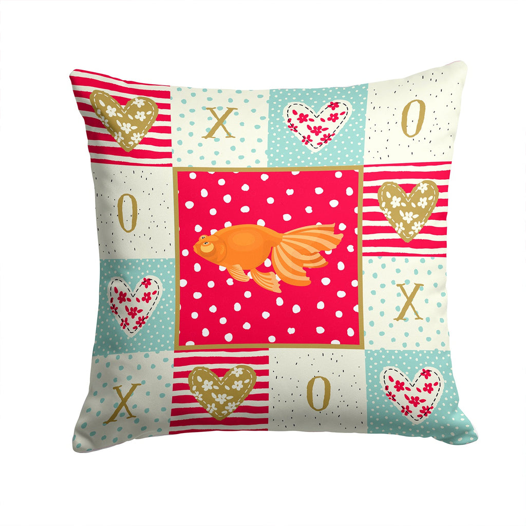 Celestial Eye Goldfish Love Decorative Throw Pillow 14x14 Indoor Outdoor Accent Cushion, Fabric Cover with Insert for Sofa, Bed, Porch & Living Room