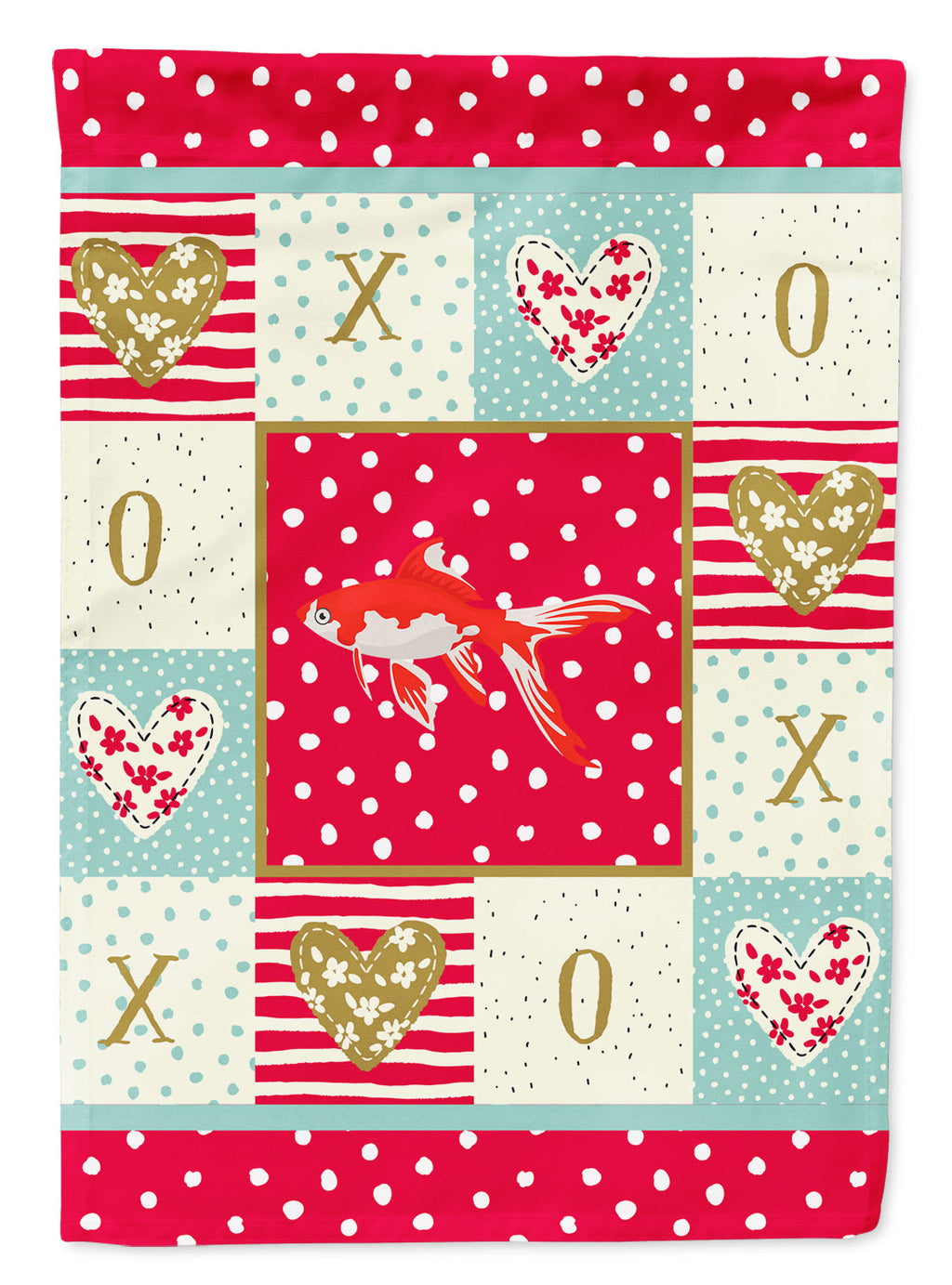 Comet Goldfish Love House Flag 28x40 Porch Sleeve Pole Decorative Outside Yard Banner Artwork Wall Hanging, Polyester