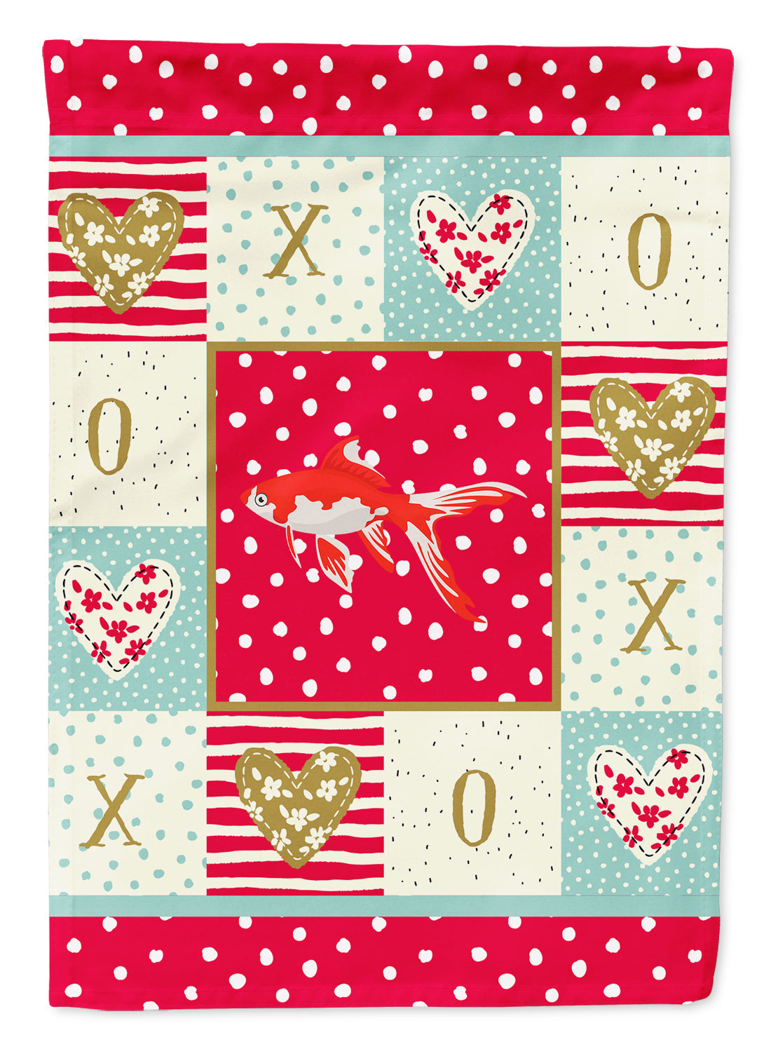 Comet Goldfish Love House Flag 28x40 Porch Sleeve Pole Decorative Outside Yard Banner Artwork Wall Hanging, Polyester