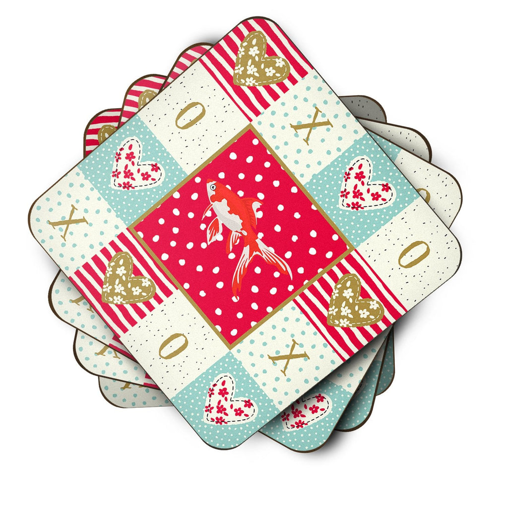 Comet Goldfish Love Foam Coasters Set of 4 Cup Coasters for Indoor Outdoor, Tabletop Protection, Anti Slip, Mouse pad Material
