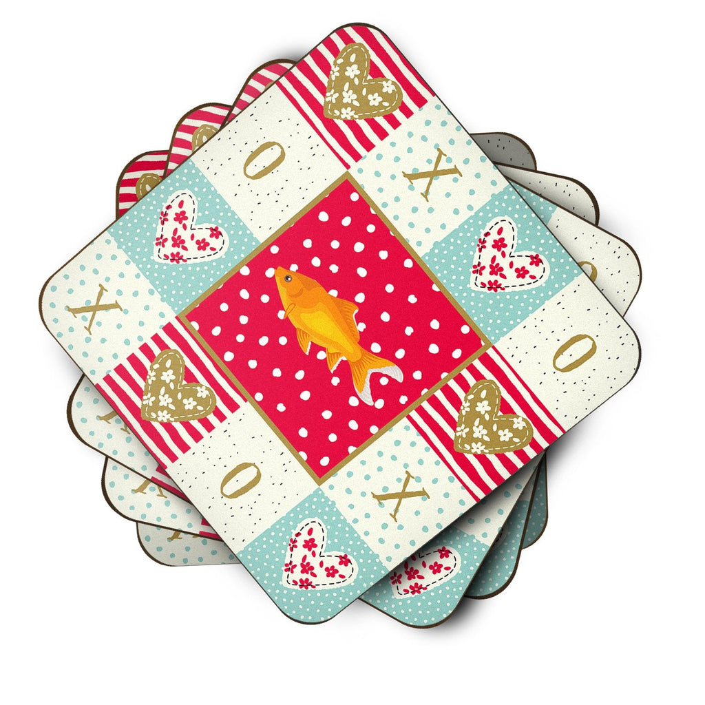 Goldfish Common Love Foam Coasters Set of 4 Cup Coasters for Indoor Outdoor, Tabletop Protection, Anti Slip, Mouse pad Material