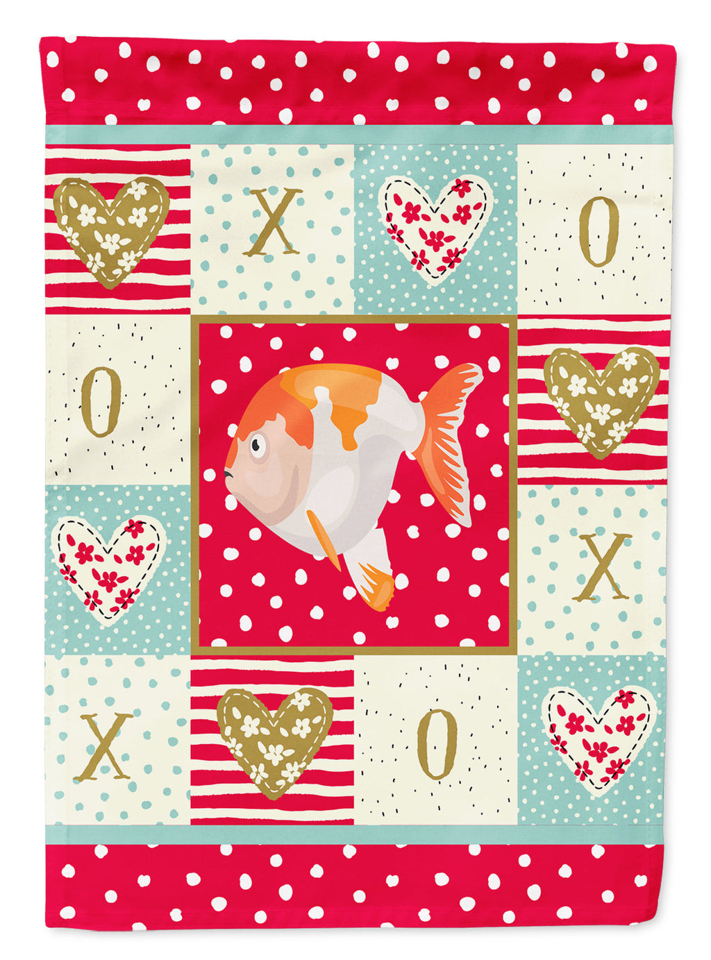 Lionhead Goldfish Love House Flag 28x40 Porch Sleeve Pole Decorative Outside Yard Banner Artwork Wall Hanging, Polyester