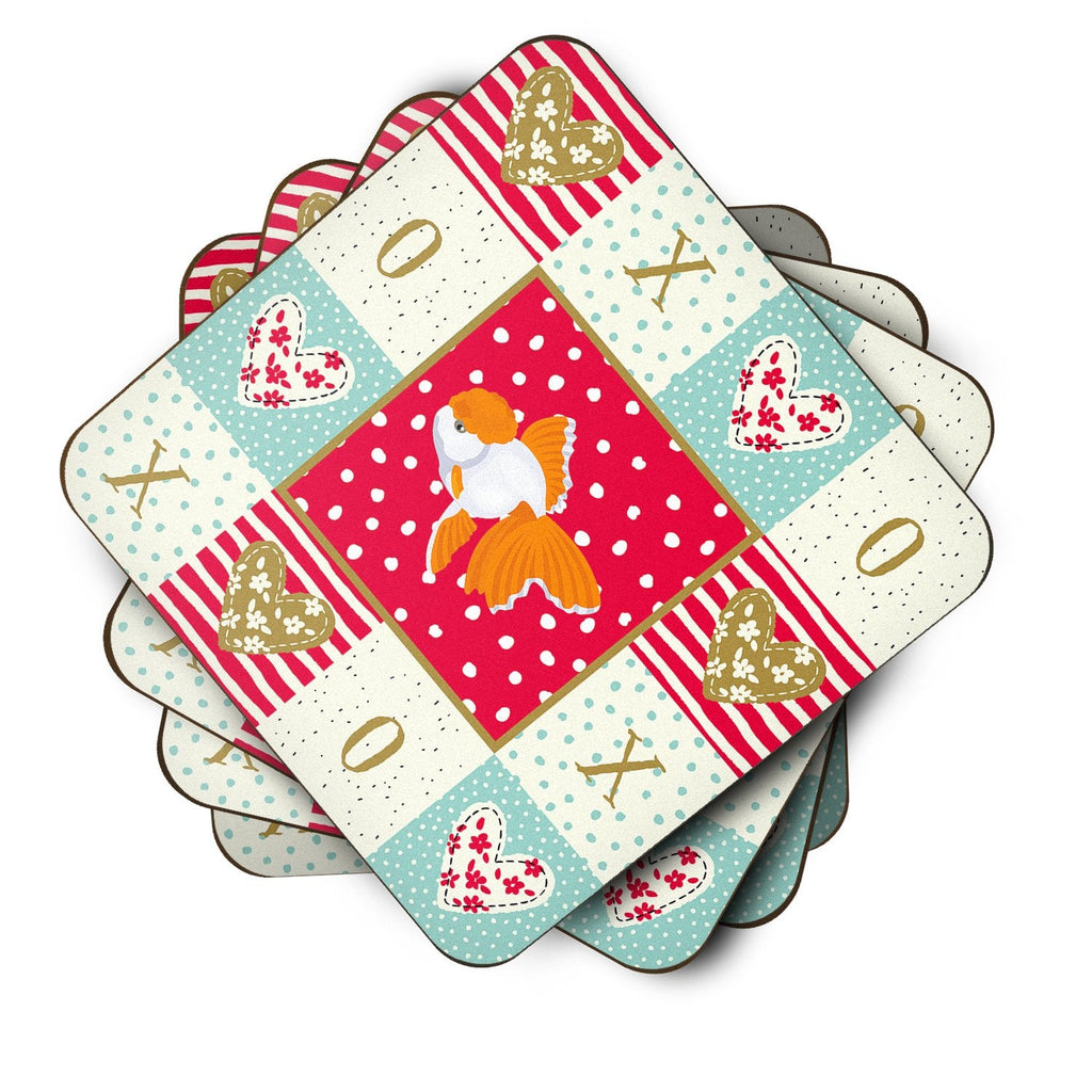 Oranda Red Cap Goldfish Love Foam Coasters Set of 4 Cup Coasters for Indoor Outdoor, Tabletop Protection, Anti Slip, Mouse pad Material