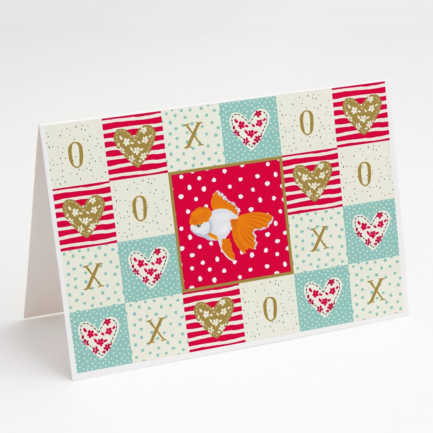 Oranda Red Cap Goldfish Love Greeting Cards Pack of 8 Blank Cards with Envelopes Whimsical A7 Size 5x7