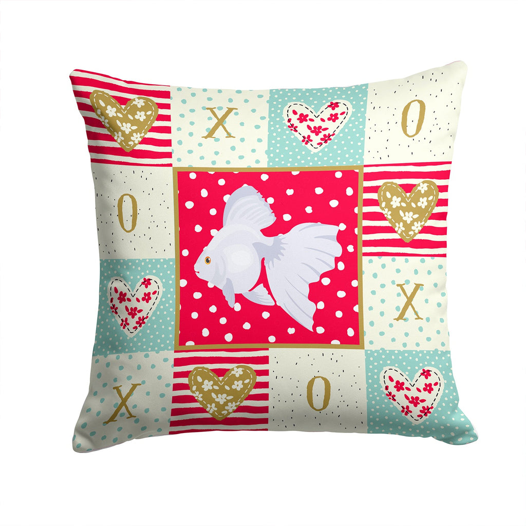 Ryukin Goldfish Love Decorative Throw Pillow 14x14 Indoor Outdoor Accent Cushion, Fabric Cover with Insert for Sofa, Bed, Porch & Living Room