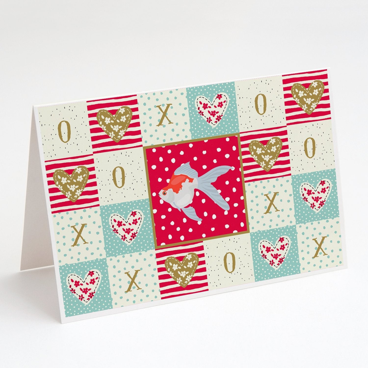 Tamasaba Goldfish Love Greeting Cards Pack of 8 Blank Cards with Envelopes Whimsical A7 Size 5x7