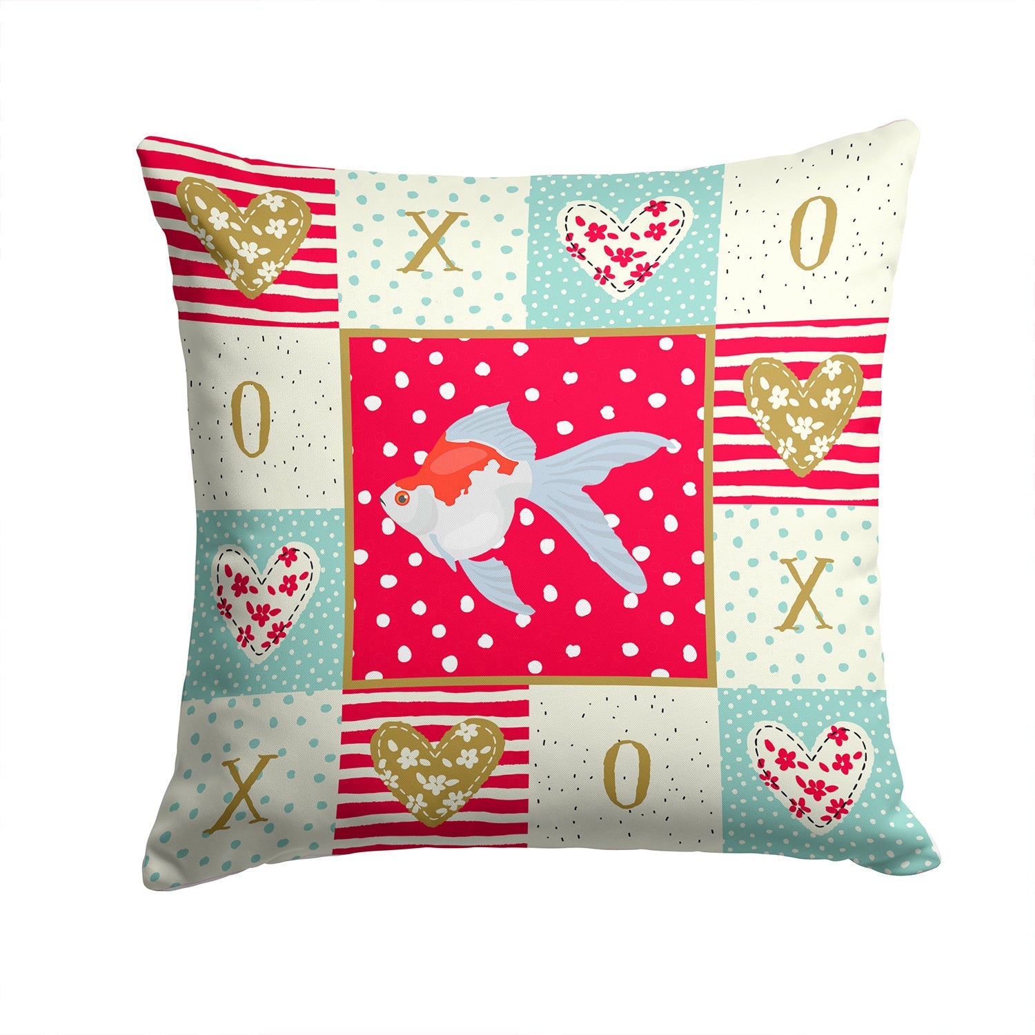 Tamasaba Goldfish Love Decorative Throw Pillow 14x14 Indoor Outdoor Accent Cushion, Fabric Cover with Insert for Sofa, Bed, Porch & Living Room