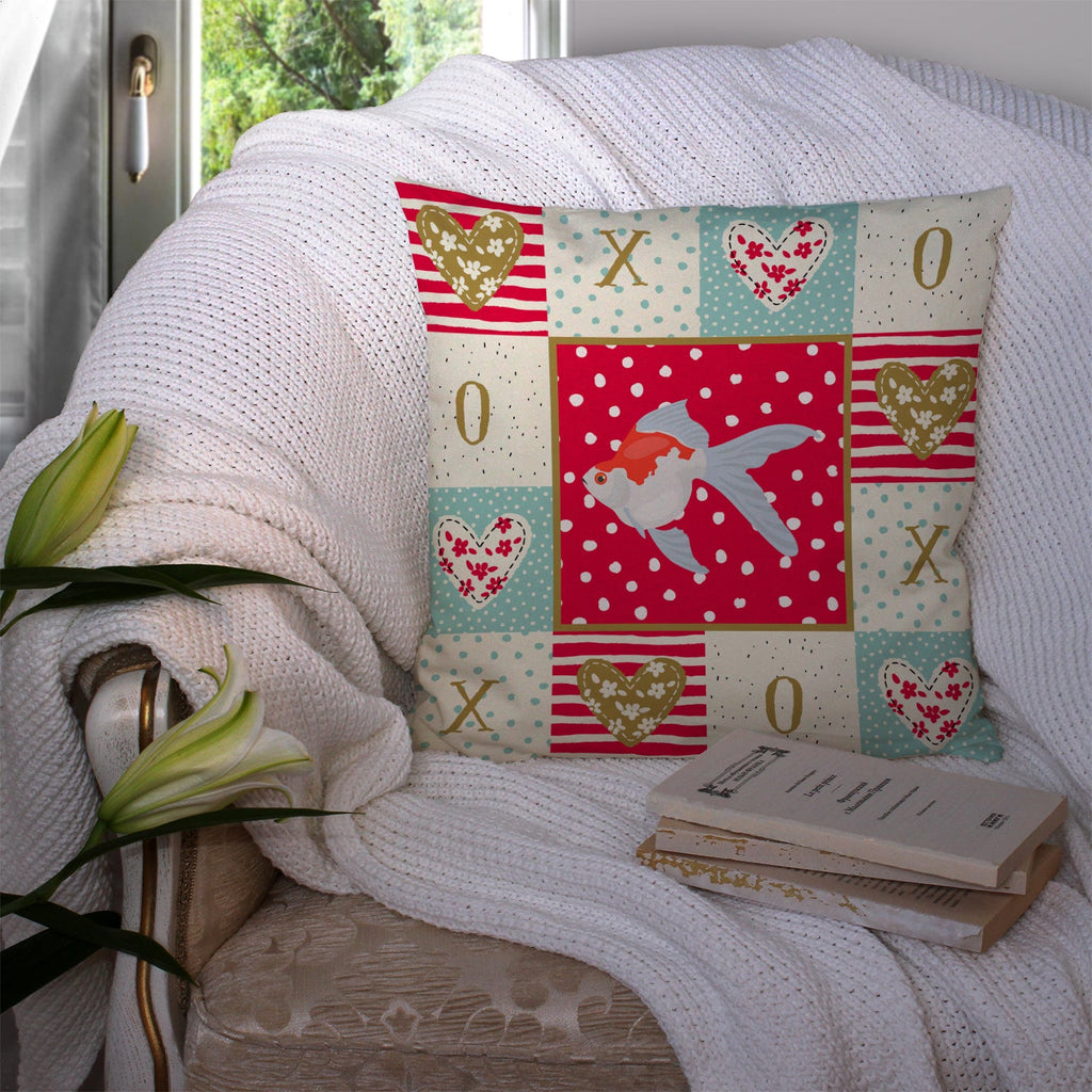Tamasaba Goldfish Love Decorative Throw Pillow 14x14 Indoor Outdoor Accent Cushion, Fabric Cover with Insert for Sofa, Bed, Porch & Living Room