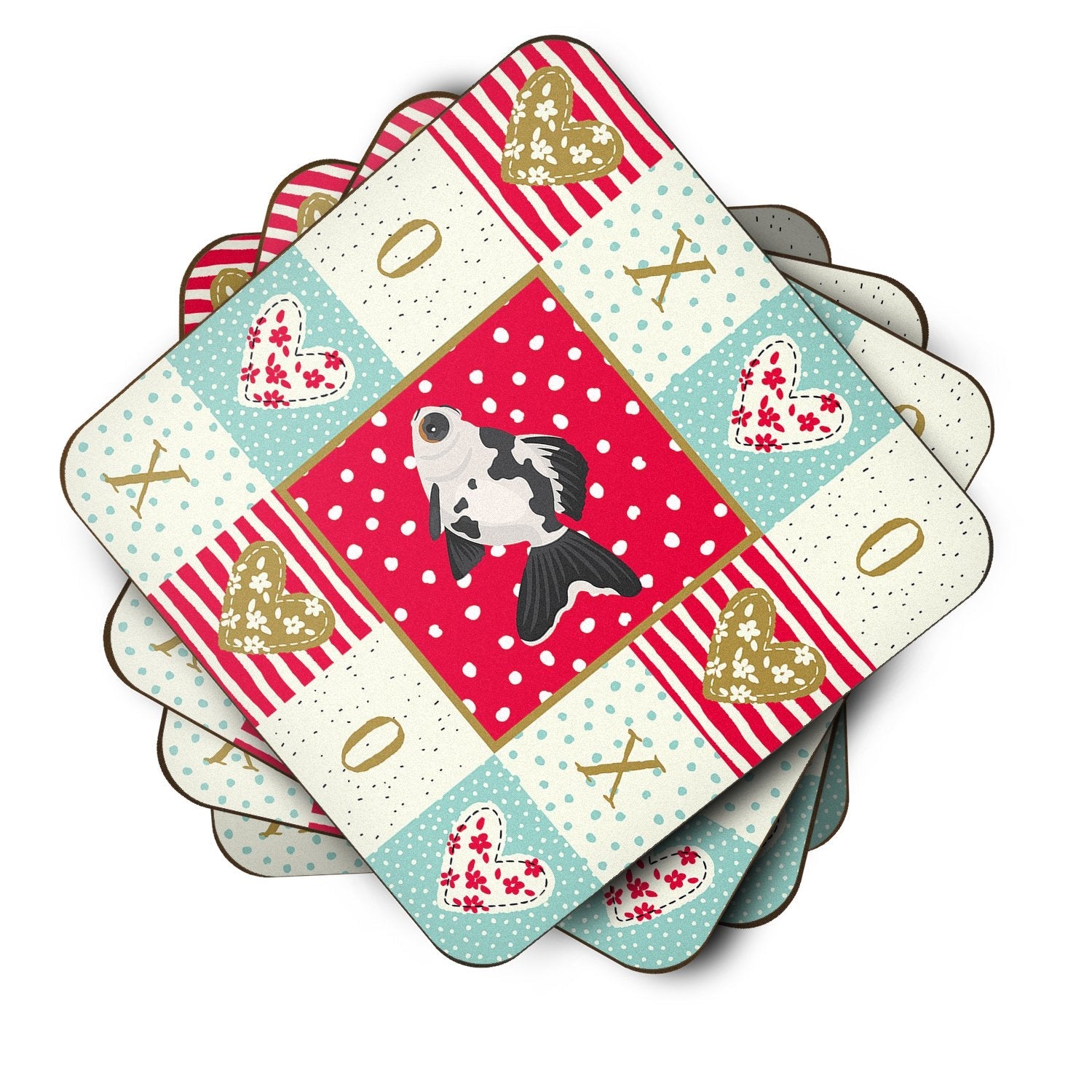 Telescope Eye Goldfish Love Foam Coasters Set of 4 Cup Coasters for Indoor Outdoor, Tabletop Protection, Anti Slip, Mouse pad Material