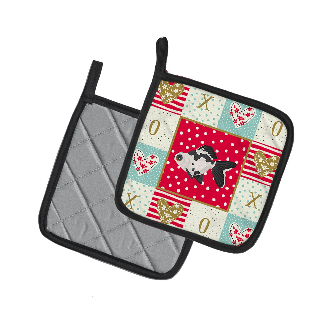 Telescope Eye Goldfish Love Pot Holder Set of 2 Heat Resistant Quilted Hot Pads 7.5 x 7.5 Inch, Insulated Kitchen Trivets for Cooking & Baking